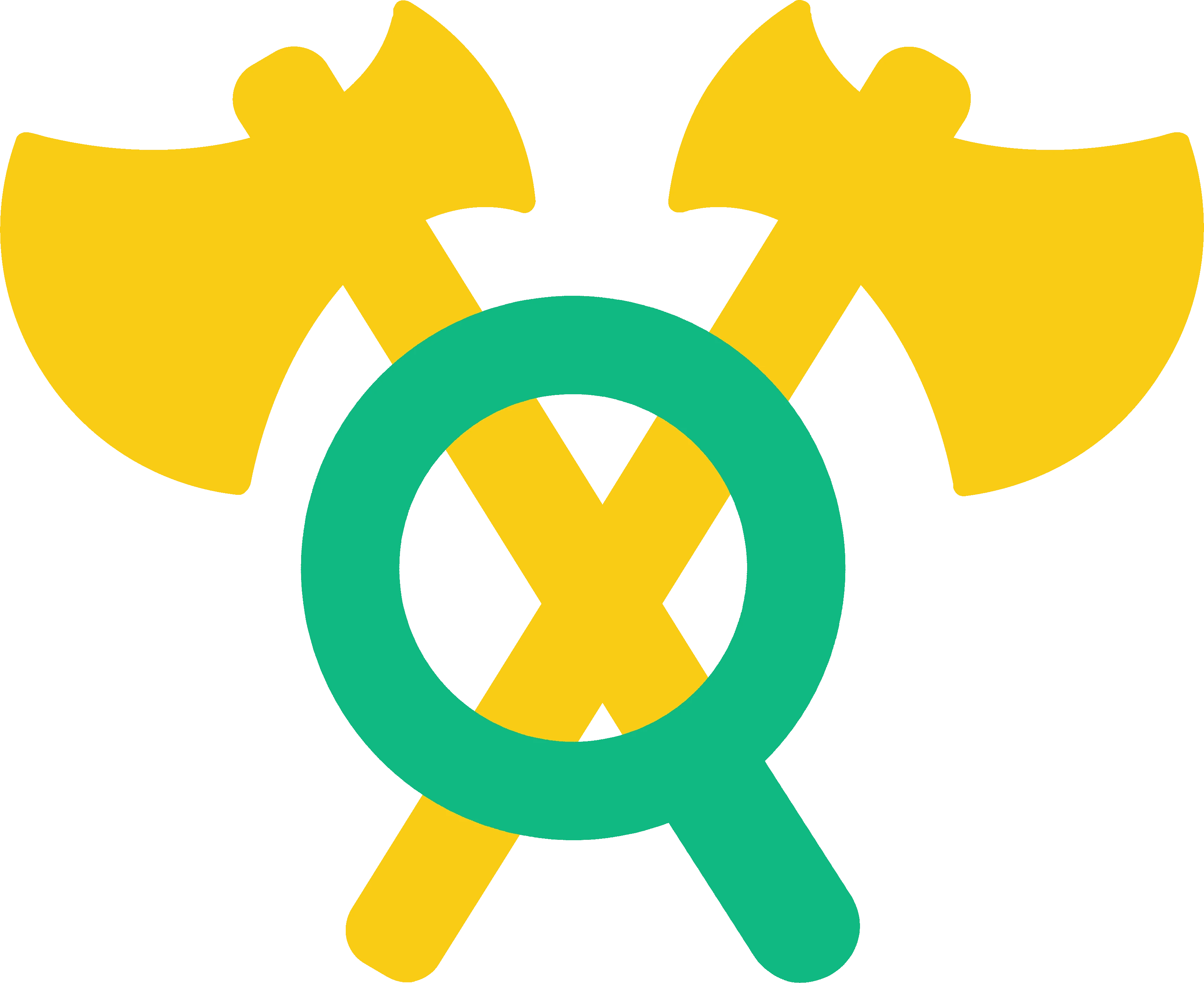 The Battle Quordle logo, crossed axes and the letter Q